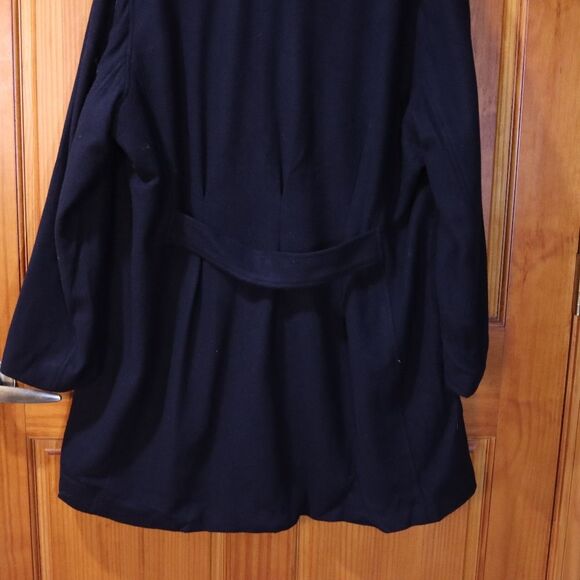 J. Jill Black Pea Coat with Collared Neckline Wool Cashmere Angora LG - Picture 8 of 12